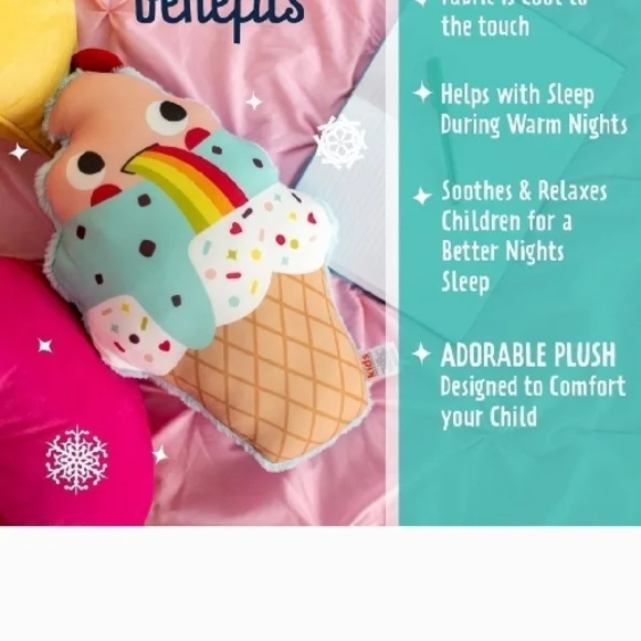 PillowPals Cool Touch Super Soft Comfy Fabric Squishy Plush Ice Cream Pillow NWT - Picture 6 of 6